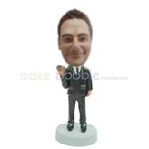 Personalized custom black suit bobble head