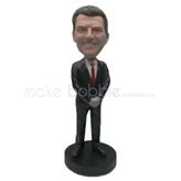 Custom bobblehead of black suit man