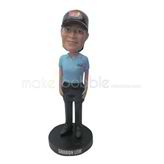 Personalized Custom blue t-shirt bobbleheads