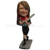 Custom female baseball bobble heads