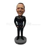 Custom black shirt man bobble heads