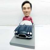 Personalized custom man with blue car bobbleheads