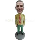 Custom Red and white striped tie bobbleheads