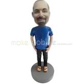 Personalized custom casual man bobble head