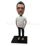 Custom black jeans bobble heads