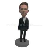 Custom black suit bobble heads