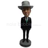 Custom black suit male bobble heads