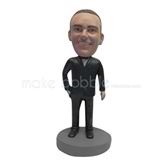 Customize black suit man bobblehead dolls