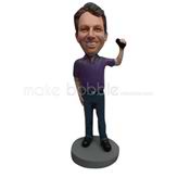 Custom man hold phone bobble heads