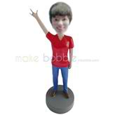 Custom red t-shirt female bobbleheads