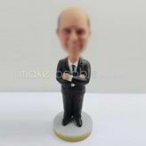 Personalized custom black suit man bobbleheads