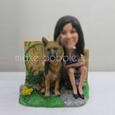 Personalized custom girl with dog bobbleheads