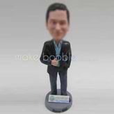 Personalized custom black suit bobblehead dolls