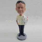 Personalized custom Dad and cat bobbleheads