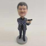 Personalized custom man with gun bobbleheads