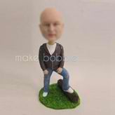 Personalized custom gray coat bobbleheads