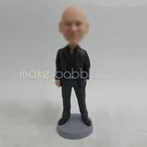 Personalized custom black coat male bobbleheads