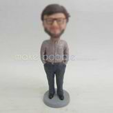 Personalized custom gray shirt bobbleheads