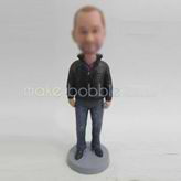 Personalized custom black coat bobble heads