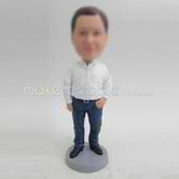 Personalized custom casual man bobblehead