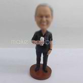 Personalized custom black shirt bobble heads