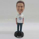 Personalized custom white Tshirt bobbleheads