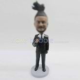 Personalized custom white speaking man bobbleheads