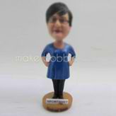 Personalized custom MOM in blue dress bobbleheads