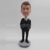 Personalized custom man in black suit bobbleheads