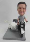 Personalized custom black moto bobble heads