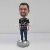 Personalized custom black Tshirt bobbleheads