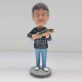 Personalized custom Dad with fish bobbleheads