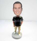 Personalized custom black T-shirt bobbleheads