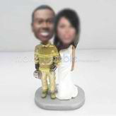 Personalized custom Fireman wedding cake bobbleheads