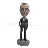 Customize black suit man bobblehead doll