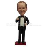 Personalized custom black suit man bobbleheads