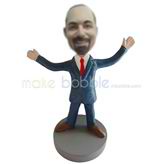 Personalized custom blue suit bobbleheads