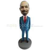 Personalized custom blue suit bobblehead