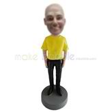 Custom yellow t-shirt bobbleheads