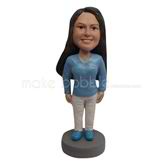 Custom white pant female bobbleheads