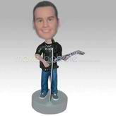 Personalized custom man and guitar bobblehead