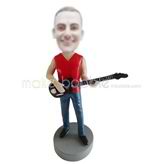 Custom man and guitar bobblehead