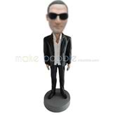 Custom black coat man bobbleheads