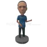 Custom blue t-shirt bobblehead