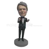 Personalized custom black suit man bobblehead