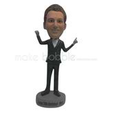 Personalized custom black suit man bobblehead dolls