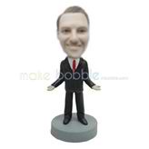 Personalized custom black suit bobblehead dolls