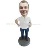 Custom white t-shirt bobbleheads