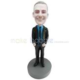 Personalized custom black suit male bobblehead