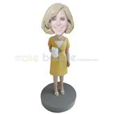 Personalized custom yellow dress bobbleheads